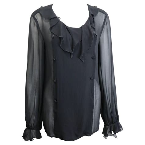 chanel black blouse with collar|chanel purple blouses.